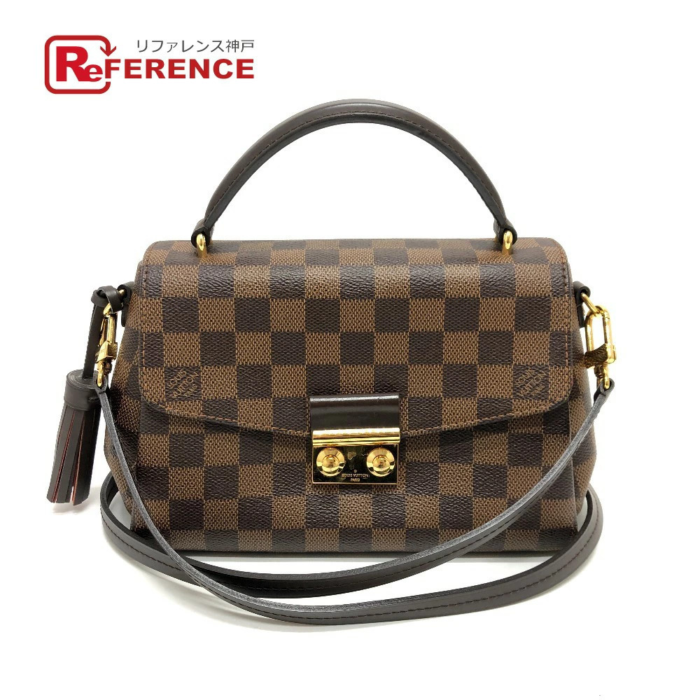 LOUIS VUITTON Damier Croisette Bag Shoulder Handbag Crossbody Canvas Ebene